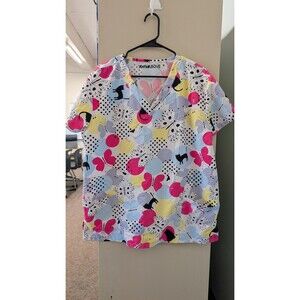 A Cut Above Cats and Butterflys Colorful Scrub Top